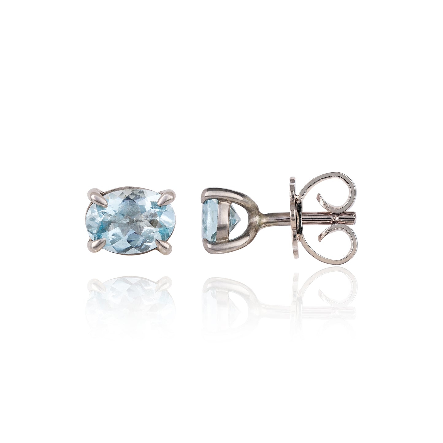 Aquamarine Oval Stud Earrings