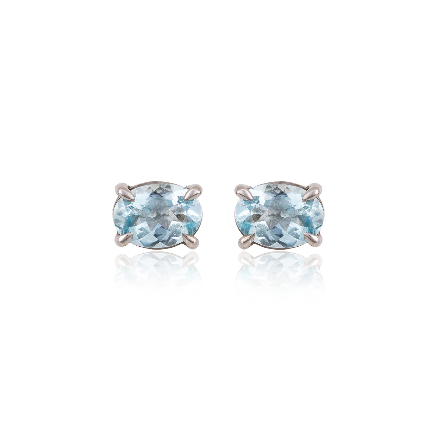 Aquamarine Oval Stud Earrings