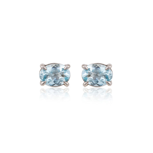 Aquamarine Oval Stud Earrings