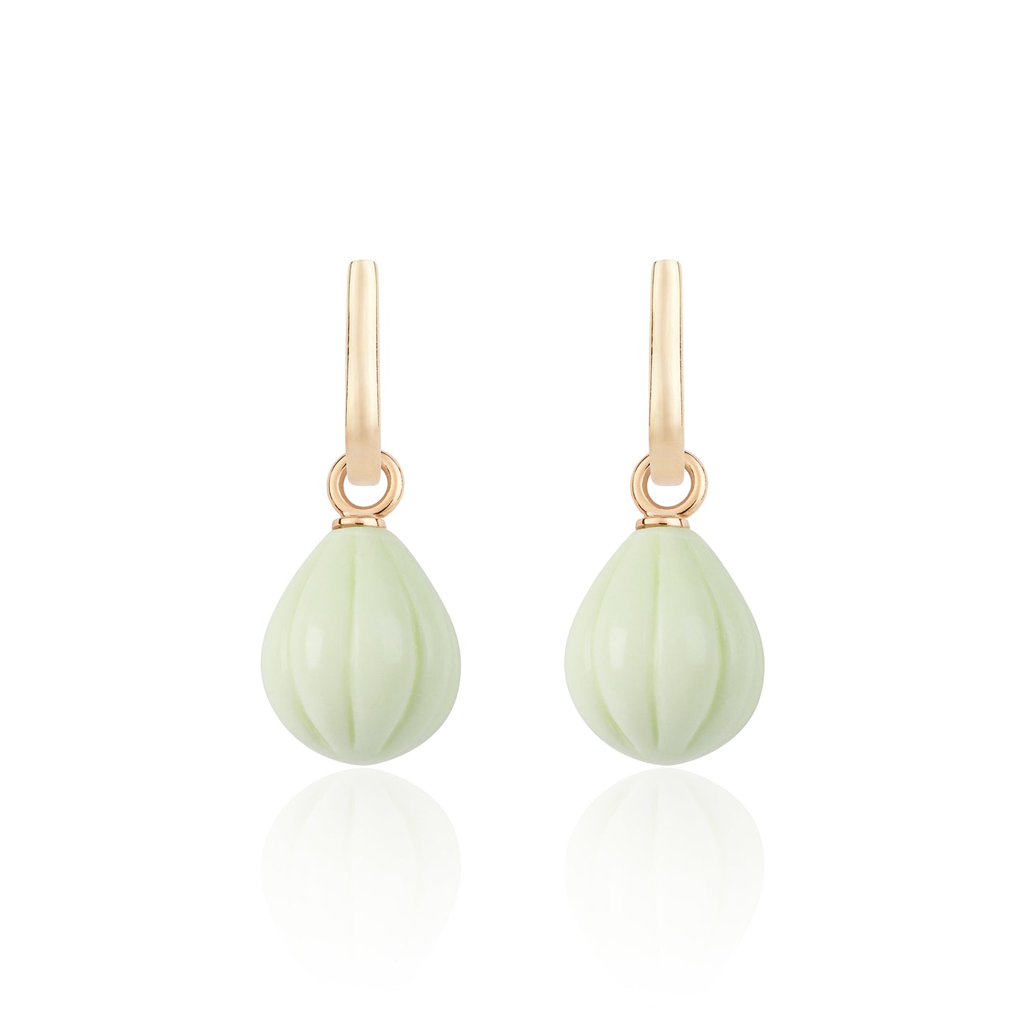 Carved Lemon Chrysoprase Loop Earrings