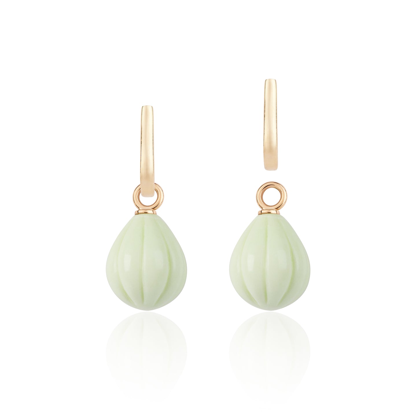 Carved Lemon Chrysoprase Loop Earrings