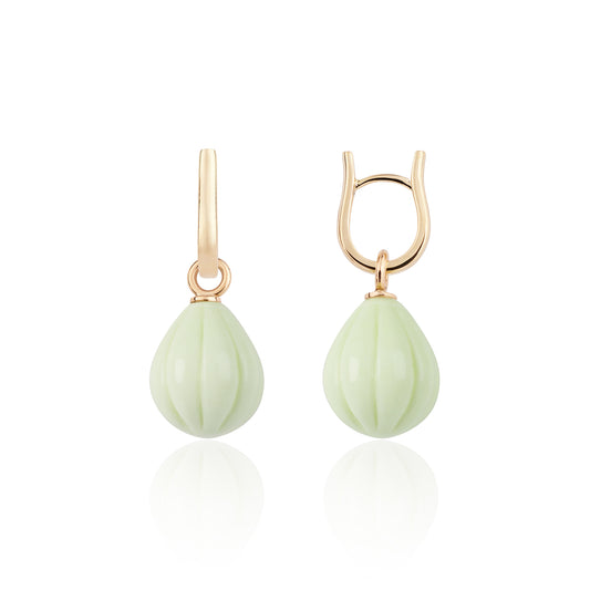 Carved Lemon Chrysoprase Loop Earrings