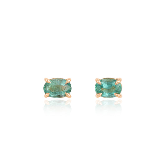 Emerald Oval Stud Earrings