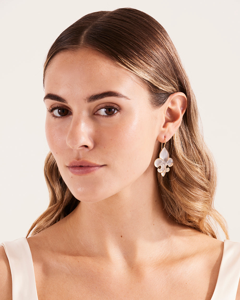 Frosted Fleur de Lys Earrings