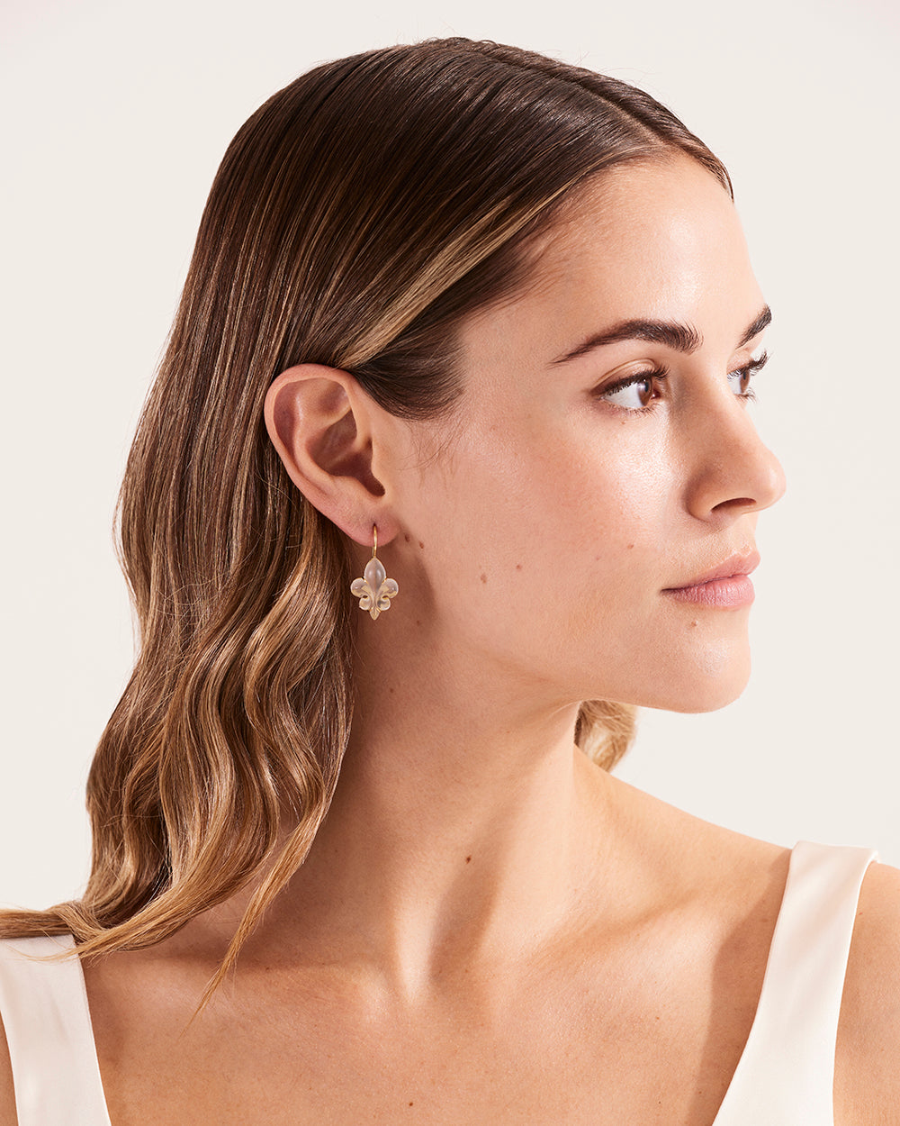 Mini Frosted Fleur de Lys Earrings