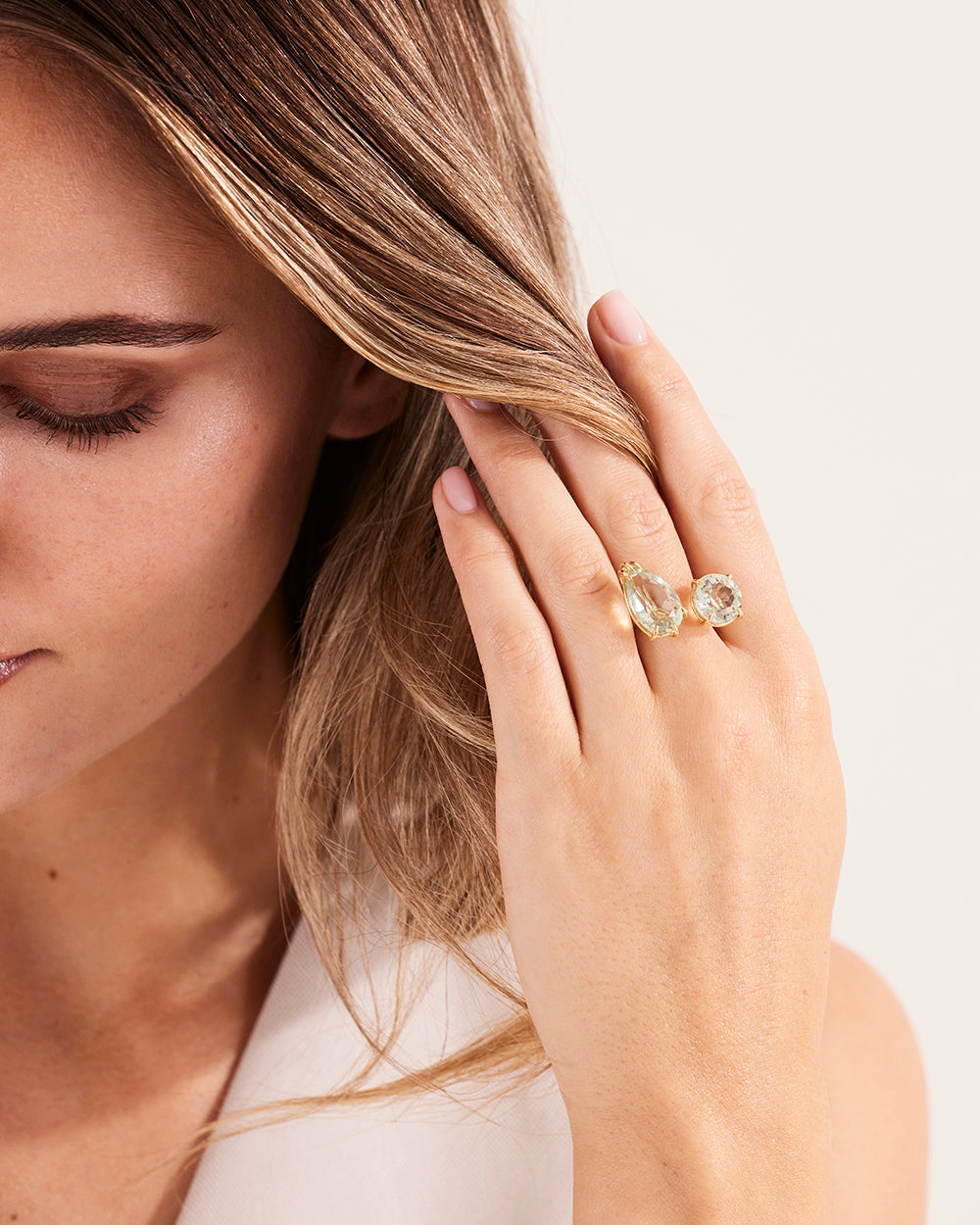 Prasiolite Duet Ring