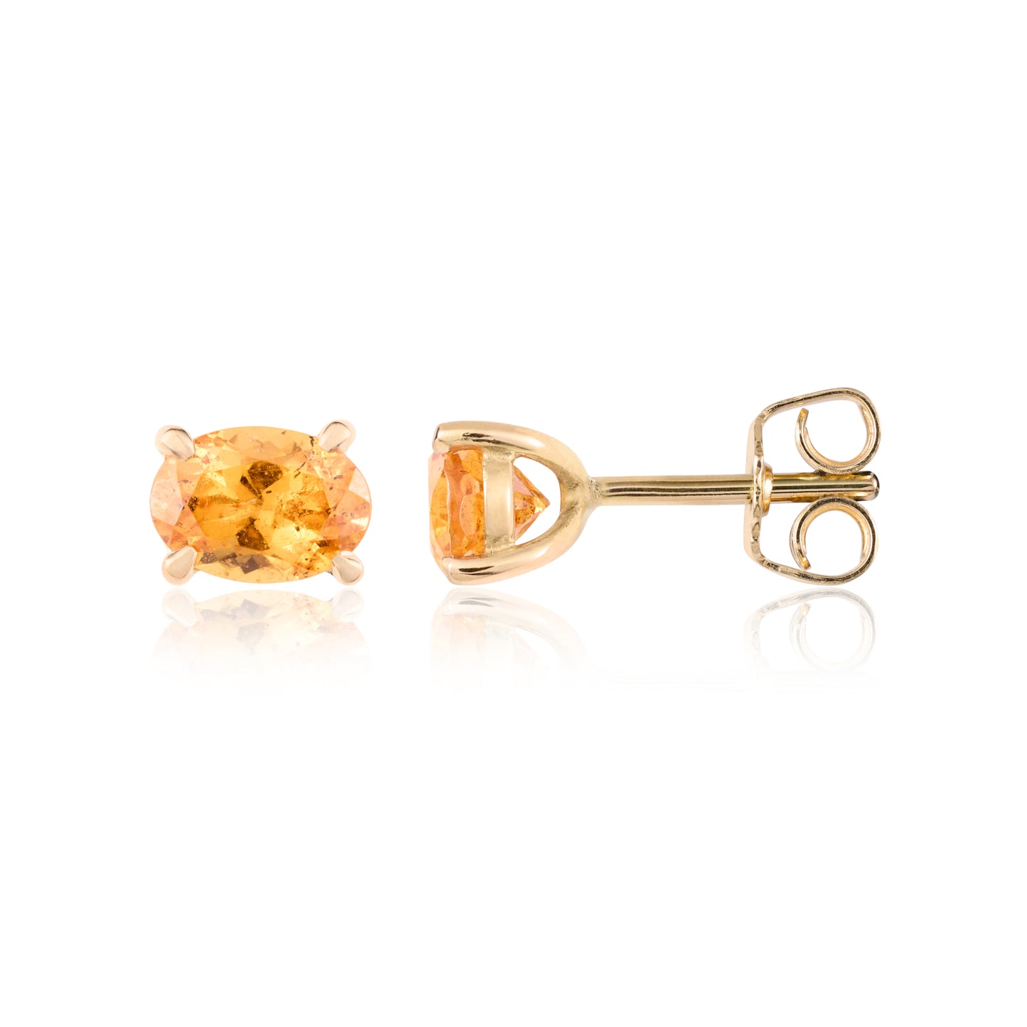 Orange Garnet Oval Studs