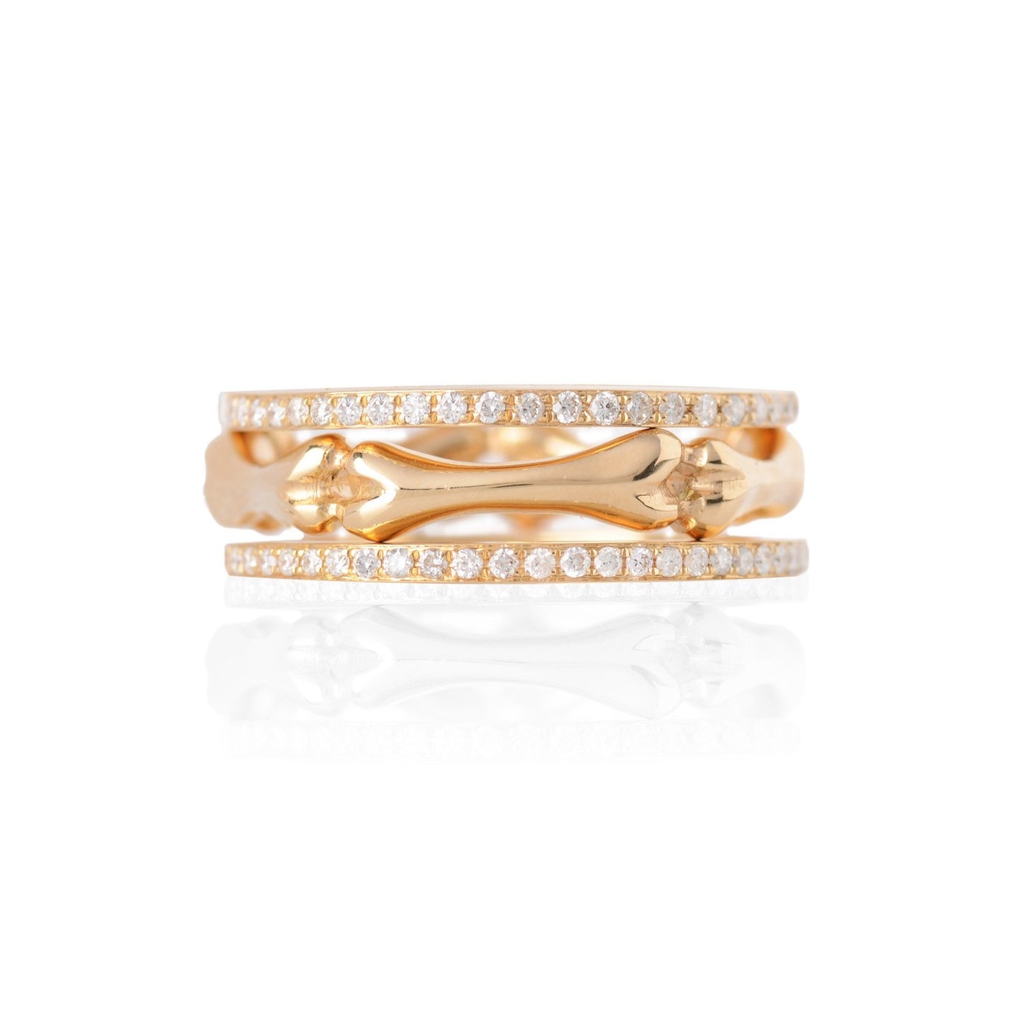 Yellow Gold, Diamond & Gold Little Phalanx Stack