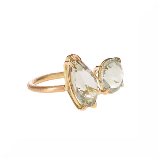 Prasiolite Duet Ring side view by McFarlane Fine Jewellery