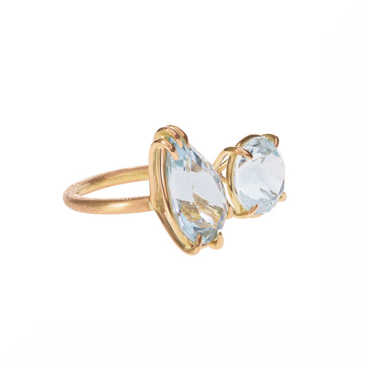 Aquamarine Duet Ring side view by McFarlane Fine Jewellery