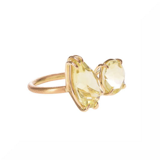 Lemon Citrine Duet Ring side view by McFarlane Fine Jewellery