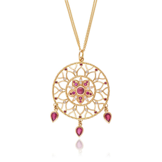 18ct yellow gold and diamond Ruby Dreamcatcher by McFarlane Fine Jewellery