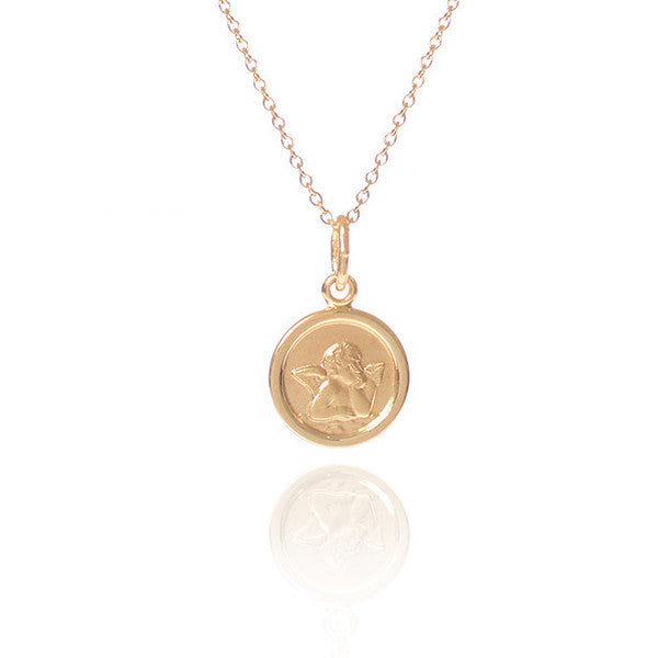 Close up of the 18ct yellow gold Angel Necklace by McFarlane Fine Jewellery