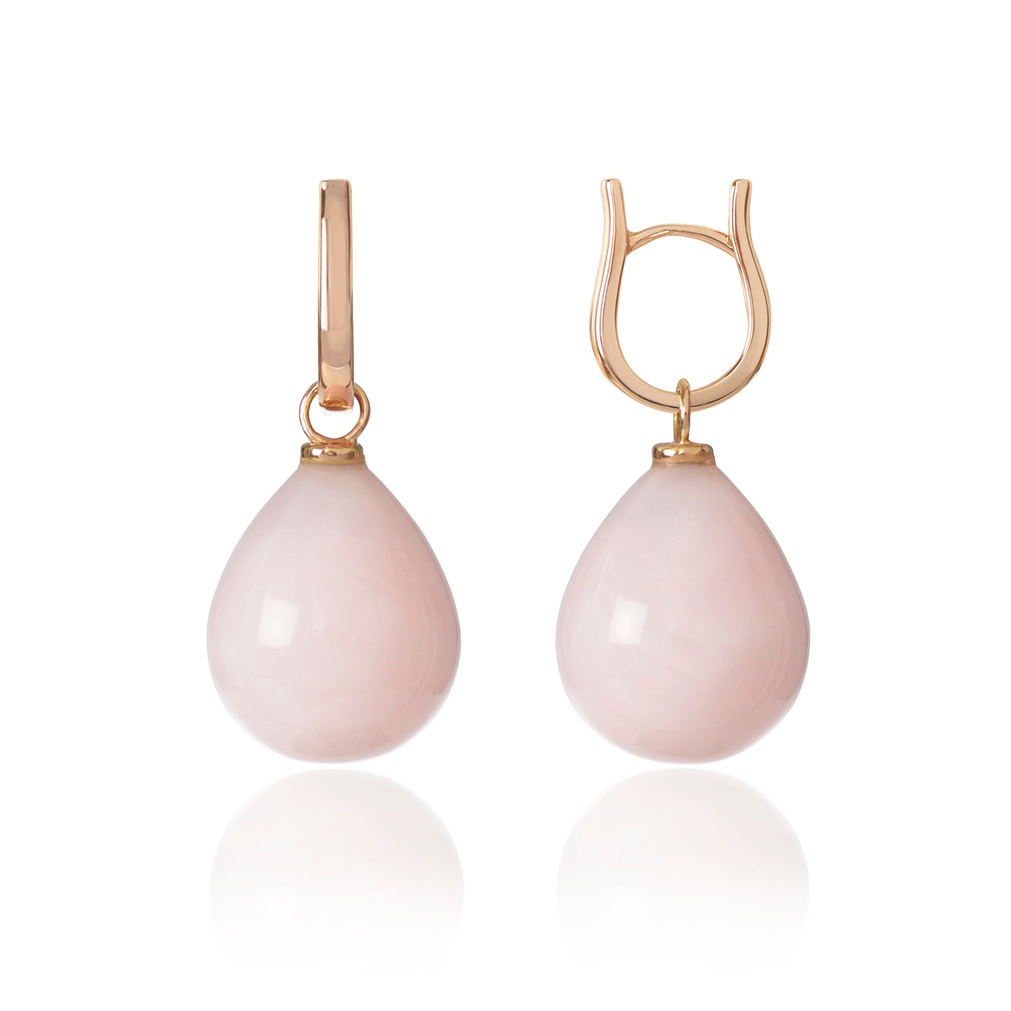 Rose Gold and Pink Peruvian Opal Pendant Earrings by McFarlane Fine Jewellery