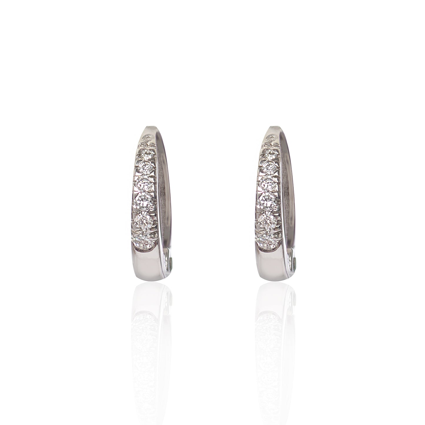 18ct White Gold Diamond Huggies front view by McFarlane Fine Jewellery