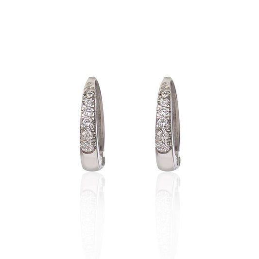 18ct White Gold Diamond Huggies front view by McFarlane Fine Jewellery