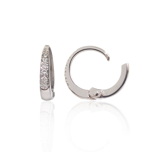 18ct White Gold Diamond Huggies side view by McFarlane Fine Jewellery