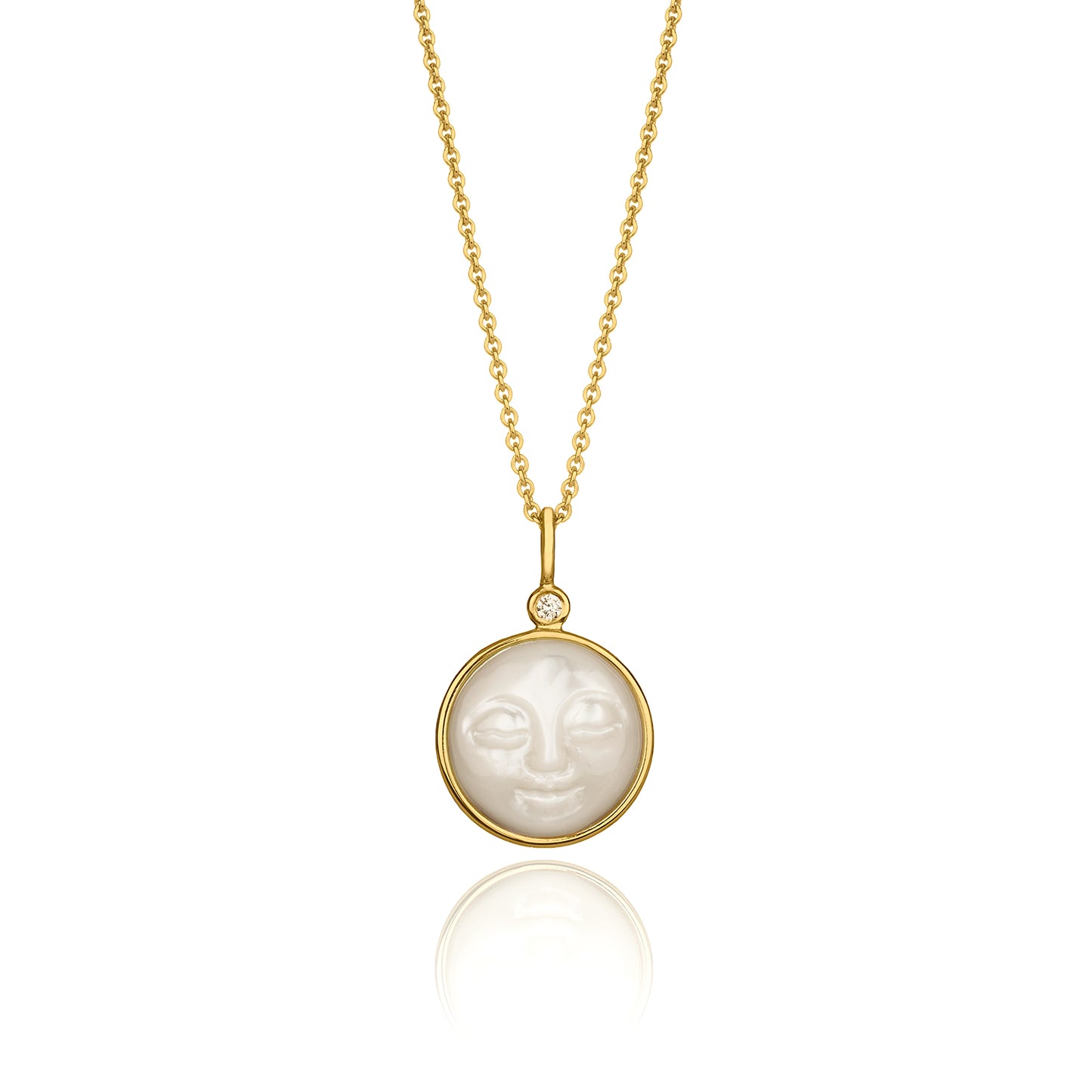 Mother of Pearl Moon Necklace with Little Diamond by McFarlane Fine Jewellery