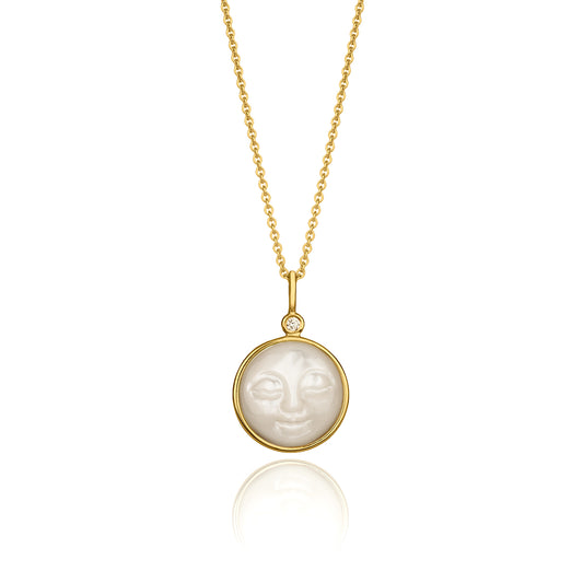Mother of Pearl Moon Necklace with Little Diamond by McFarlane Fine Jewellery