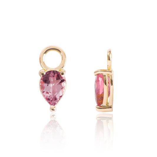 Bright Pink Tourmaline Earring Pendants Side View by McFarlane Fine Jewellery