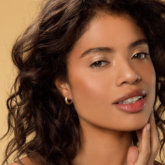 Carolini wearing our Chunky Matt Gold Hoop Earrings by McFarlane Fine Jewellery