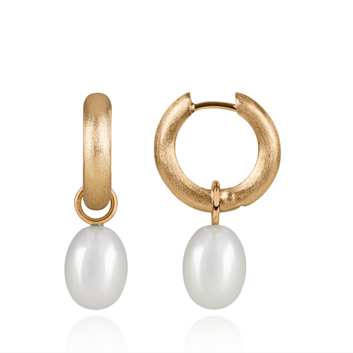 Chunky Matt Gold Hoop Earrings side view 2 by McFarlane Fine Jewellery