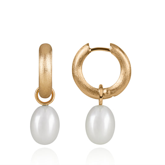 Chunky Matt Gold Hoop Earrings side view 2 by McFarlane Fine Jewellery