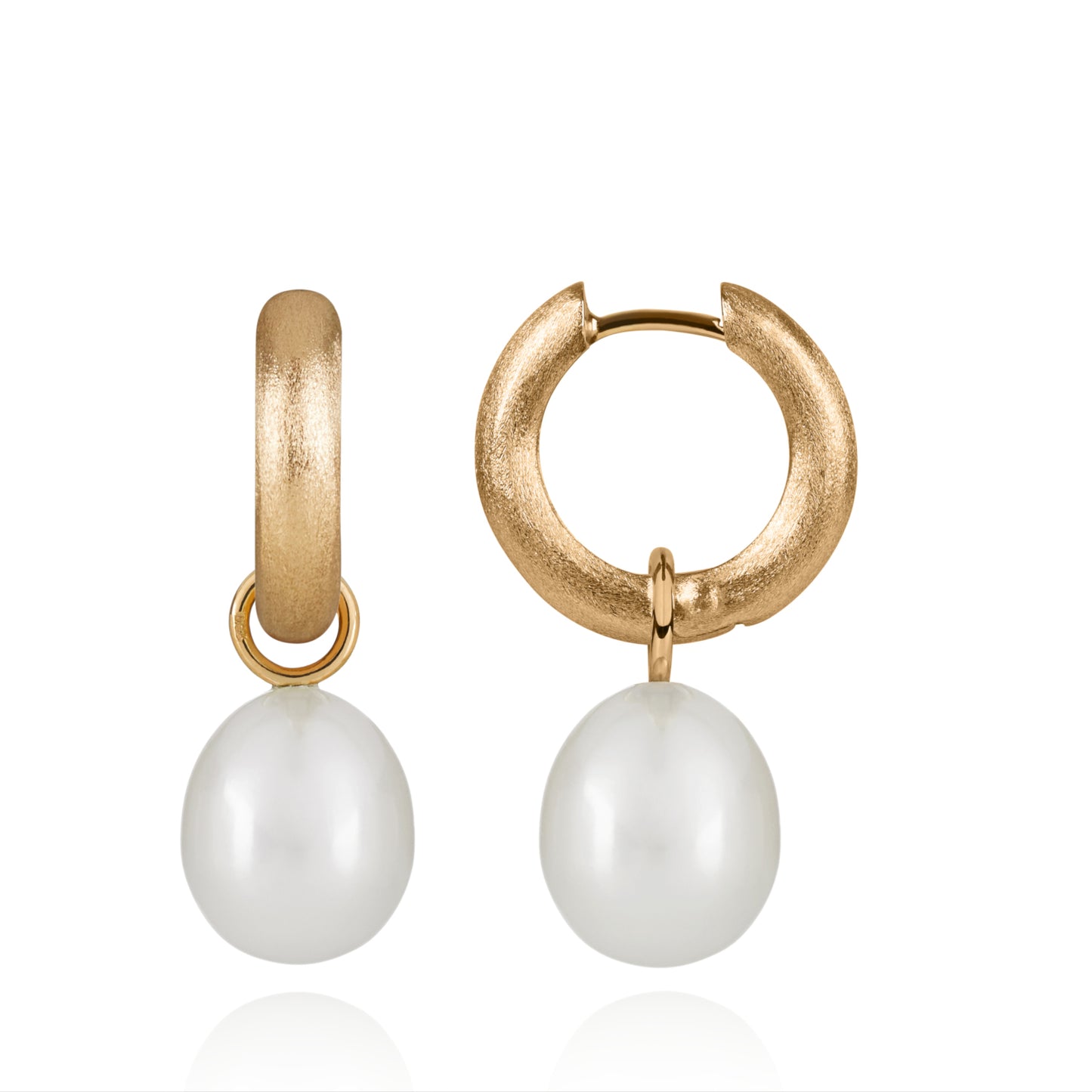 Chunky Matt Gold Hoop Earrings side view by McFarlane Fine Jewellery