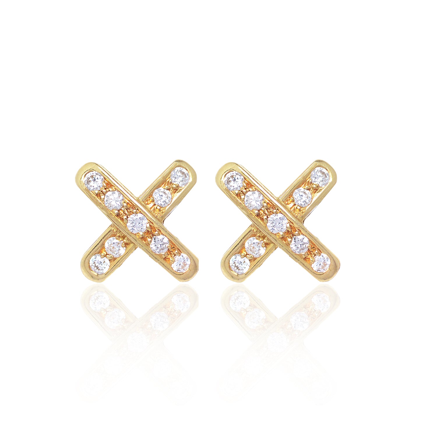 Cross Diamond Earrings set in 18ct yellow gold with 18 x 2 pointer diamonds by McFarlane Fine Jewellery