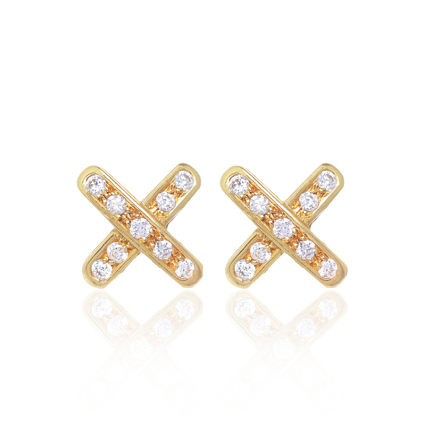 Cross Diamond Earrings set in 18ct yellow gold with 18 x 2 pointer diamonds by McFarlane Fine Jewellery