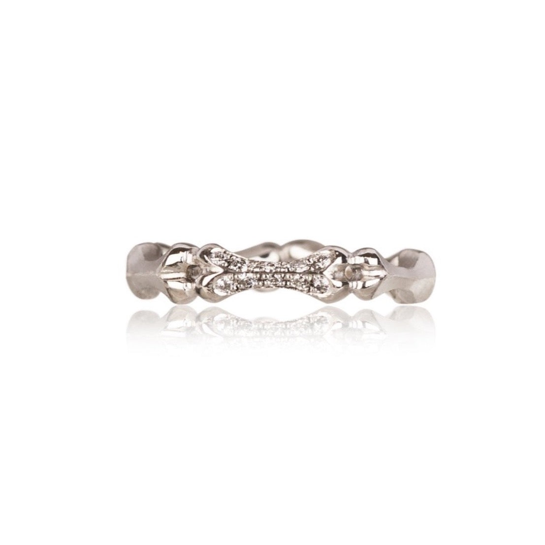 Diamond Studded White Gold Little Phalanx Ring