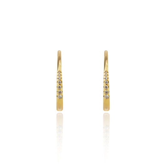 Diamond Studded Gold Closed Hoops Front View by McFarlane Fine Jewellery