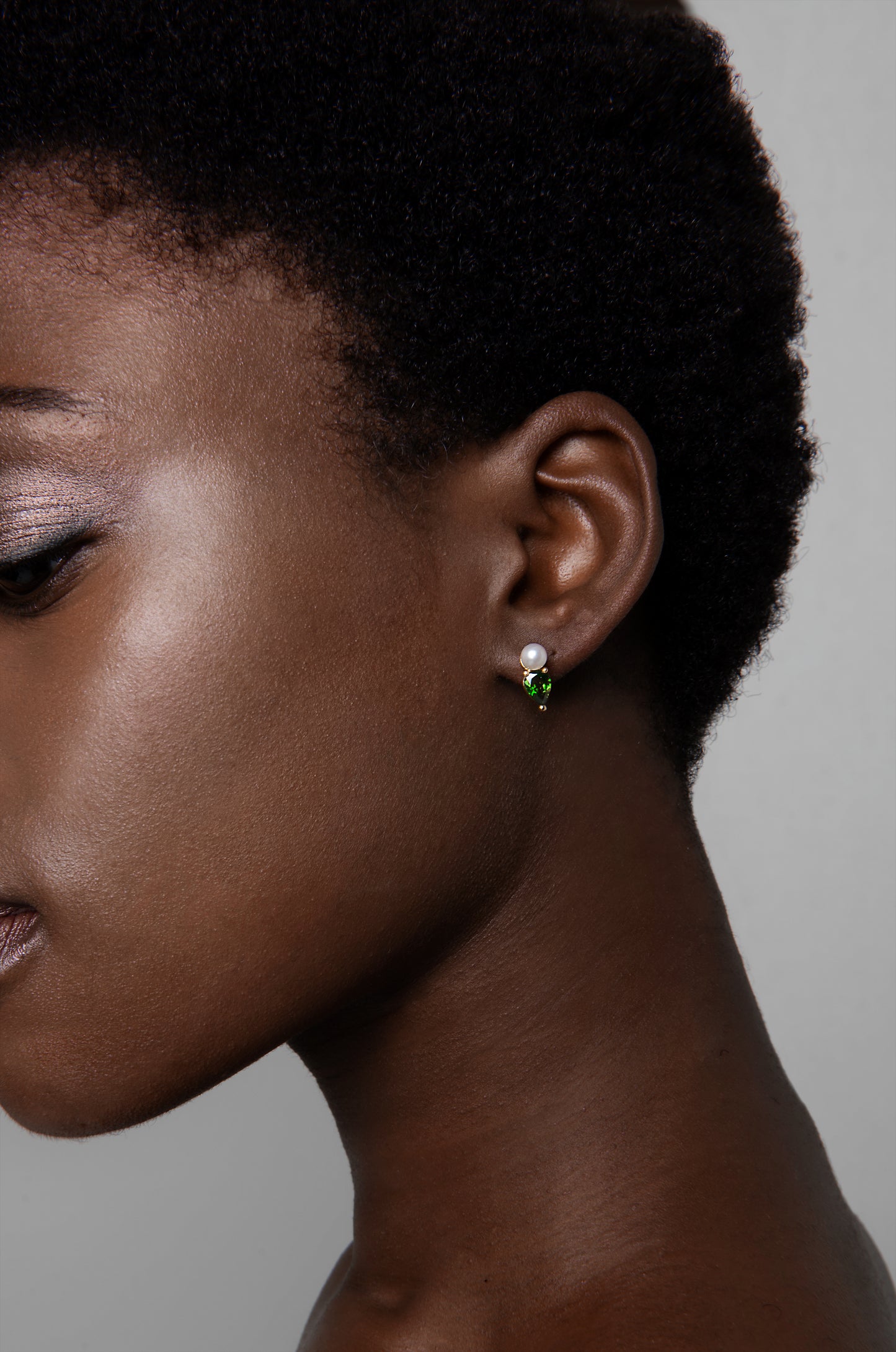 Jennifer wearing our Tsavorite Earring Pendant by McFarlane Fine Jewellery