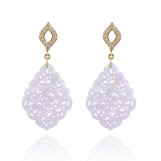 Lavender Jade & Diamond Earrings