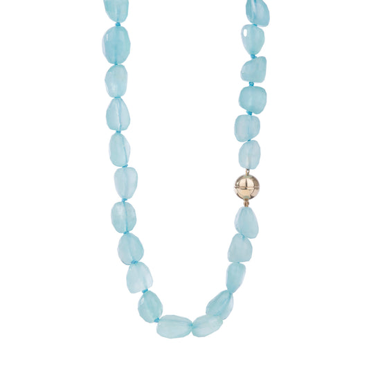 Aquamarine Necklace with Magnetic 18ct Gold Clasp
