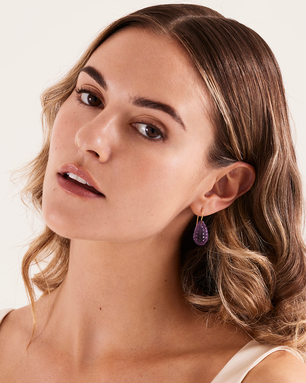 Laser Cut Amethyst Earrings