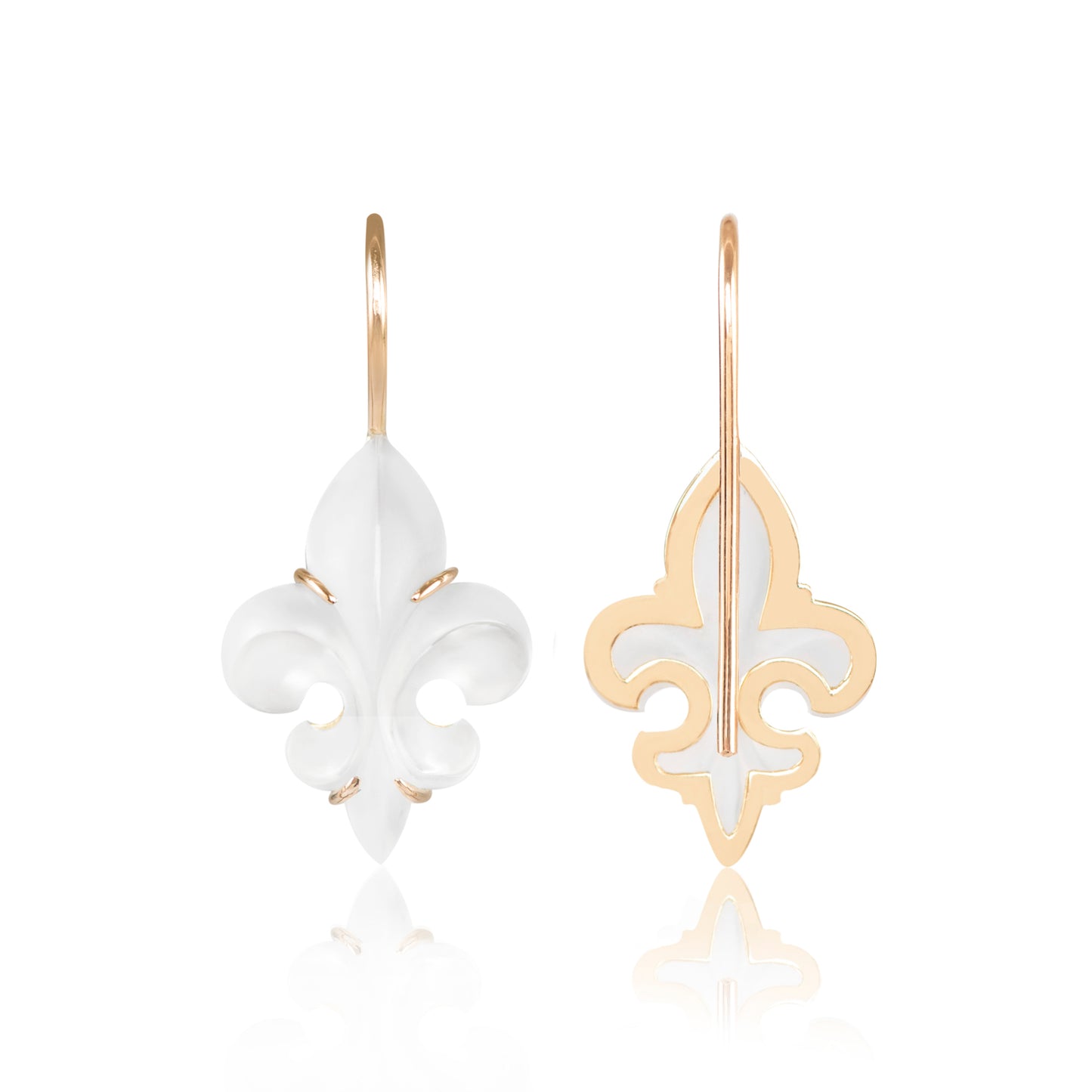 Mini Frosted Fleur des Lys Earrings back view by McFarlane Fine Jewellery