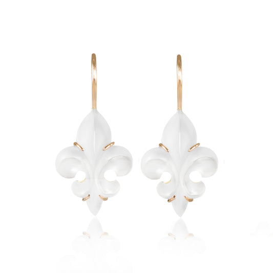 Mini Frosted Fleur des Lys Earrings by McFarlane Fine Jewellery