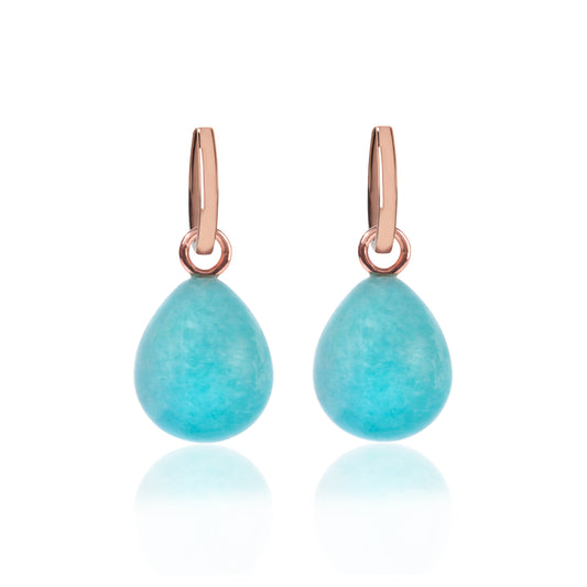 Rose Gold and Amazonite Pendant Earrings by McFarlane Fine Jewellery