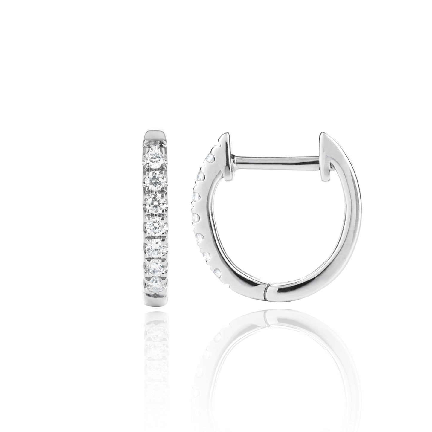 White Gold Diamond Huggies Medium side view by McFarlane Fine Jewellery