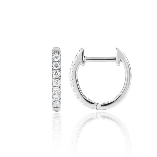 White Gold Diamond Huggies Medium side view by McFarlane Fine Jewellery