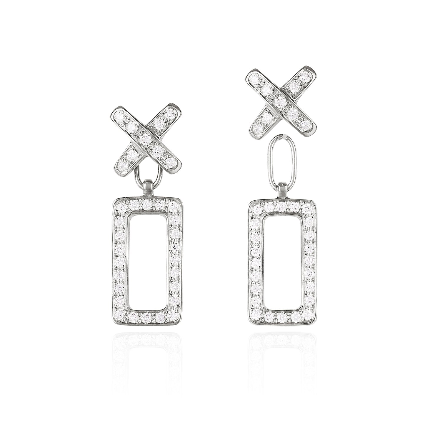 White Gold XO Earrings