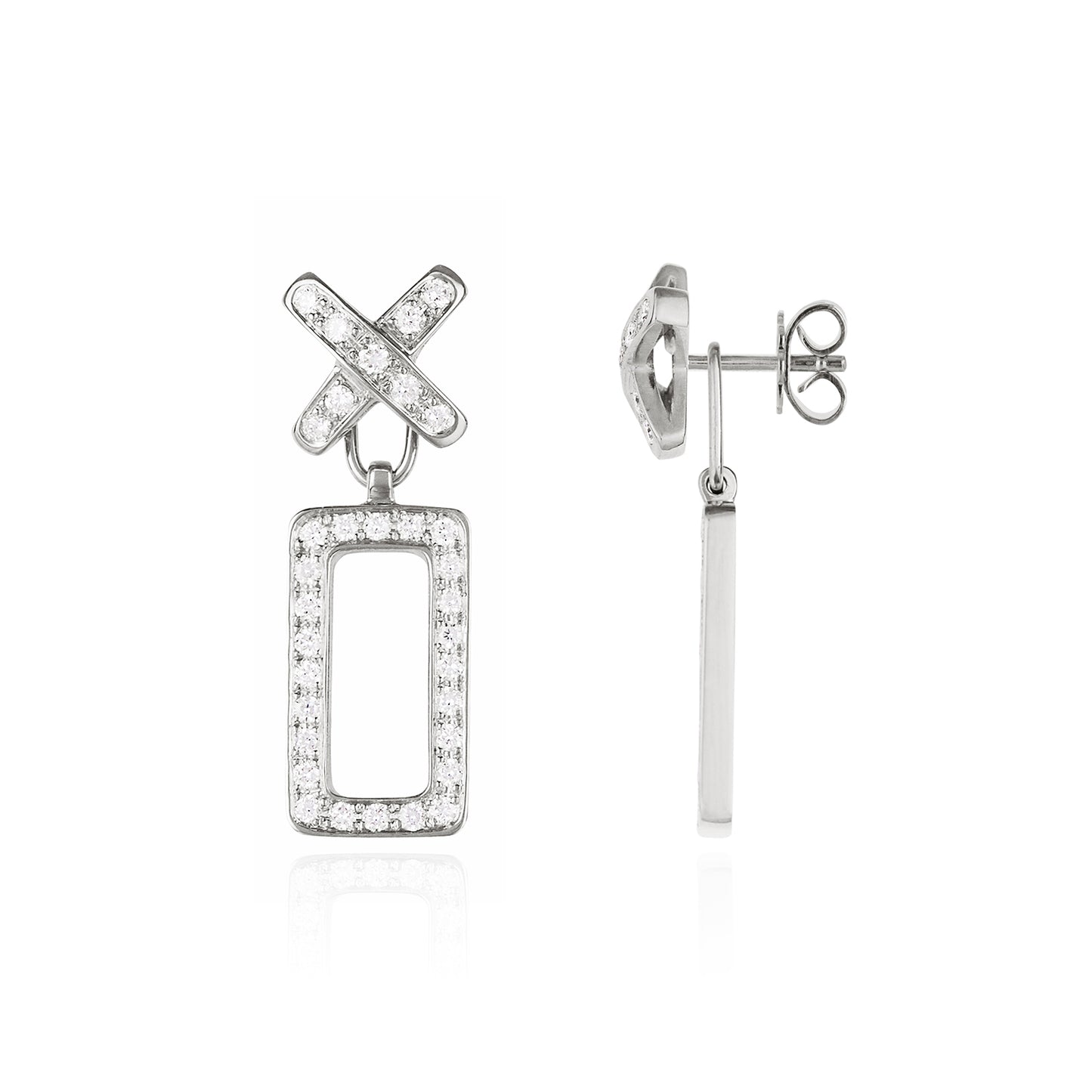 White Gold XO Earrings