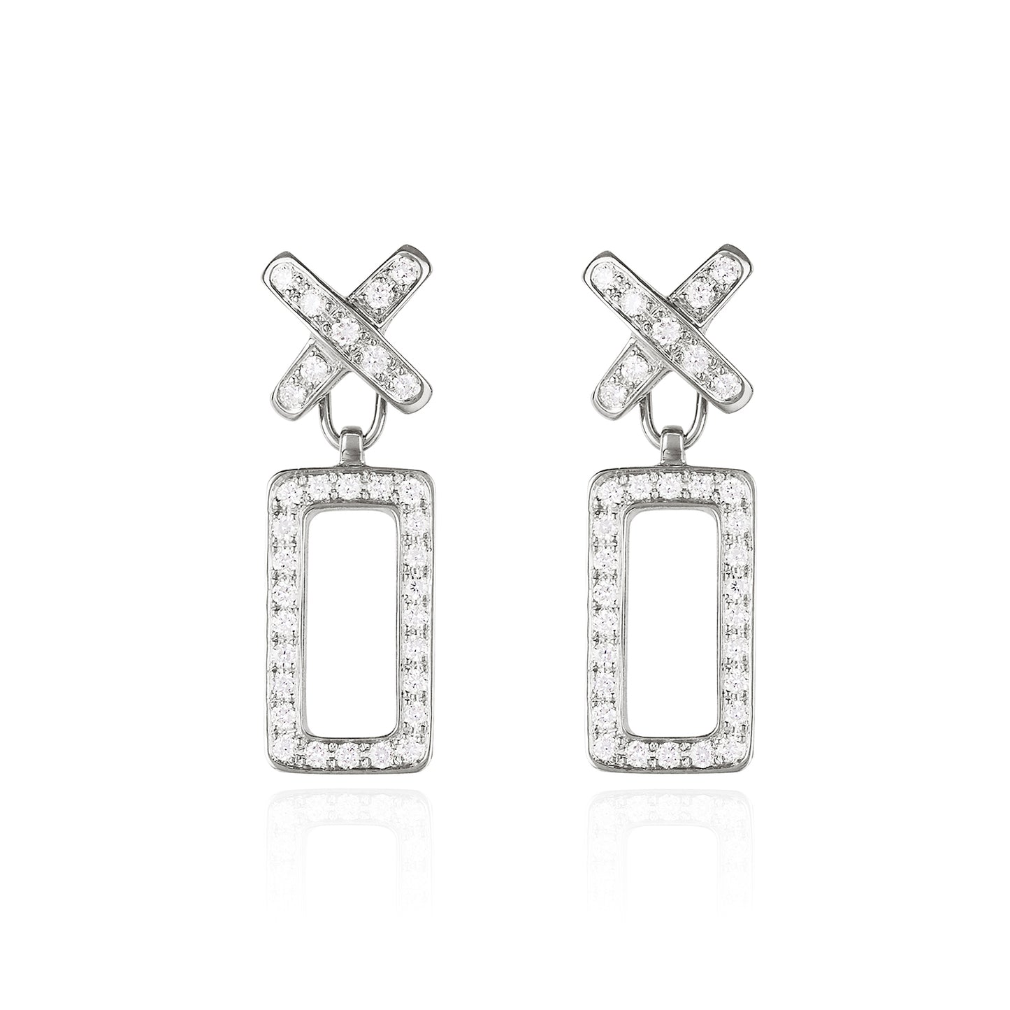White Gold XO Earrings