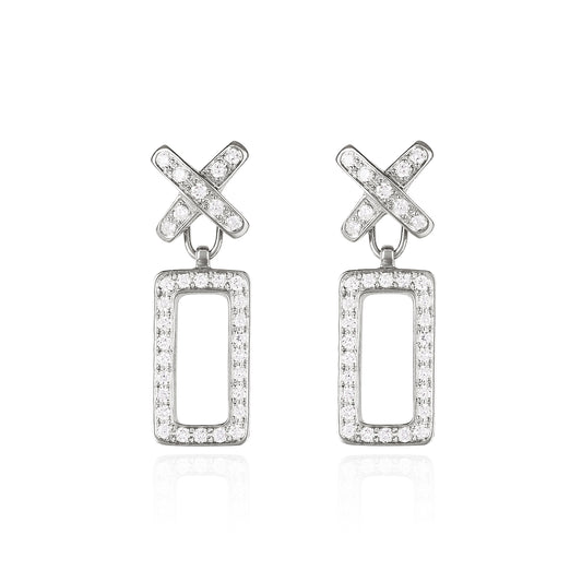 White Gold XO Earrings