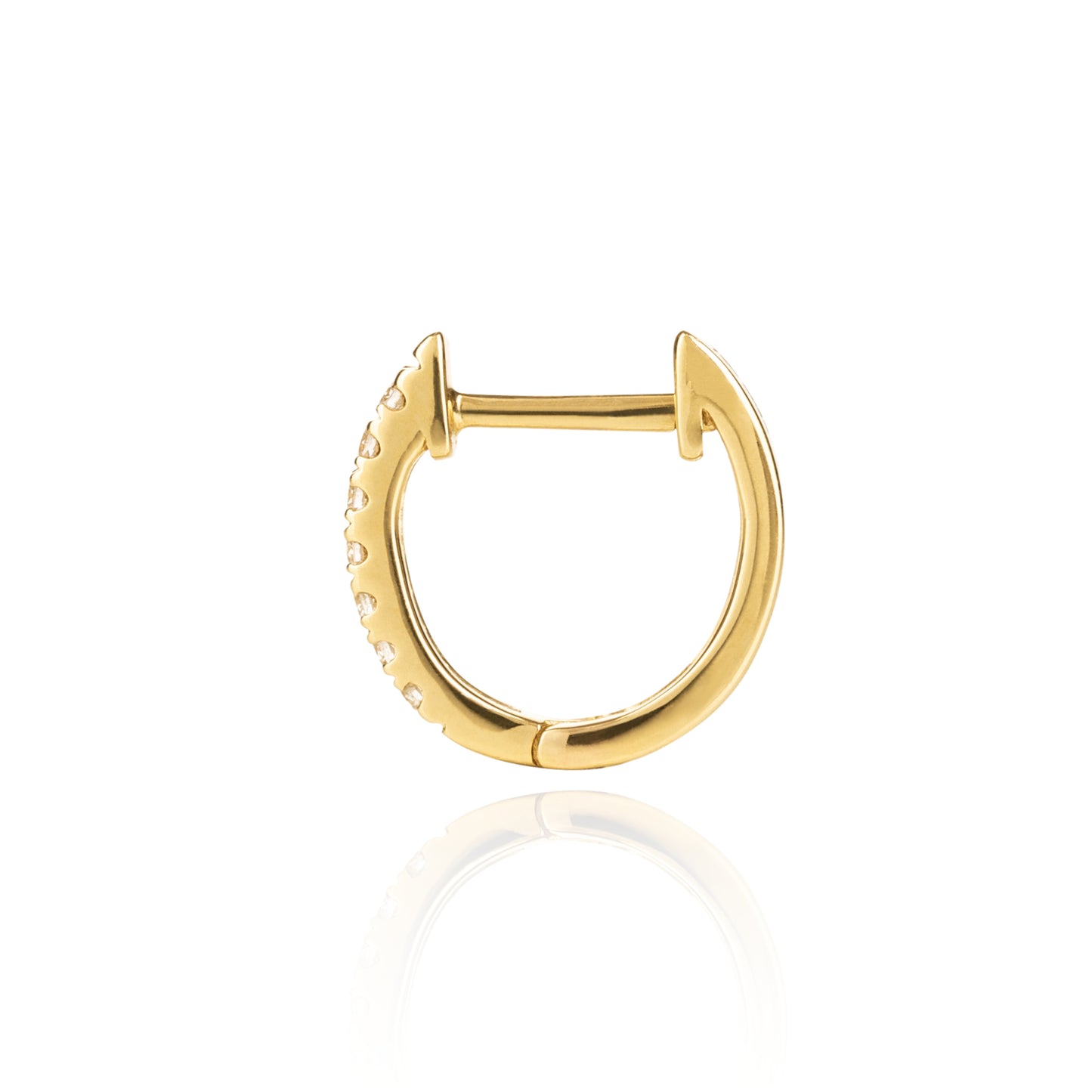 Yellow Gold Diamond Huggy Medium side view by McFarlane Fine Jewellery