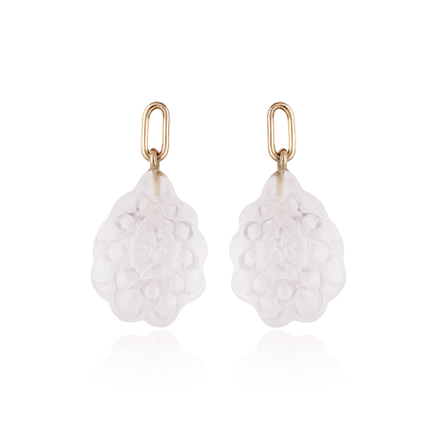 Carved Frosted Quartz Venice Earring Pendants by McFarlane Fine Jewellery