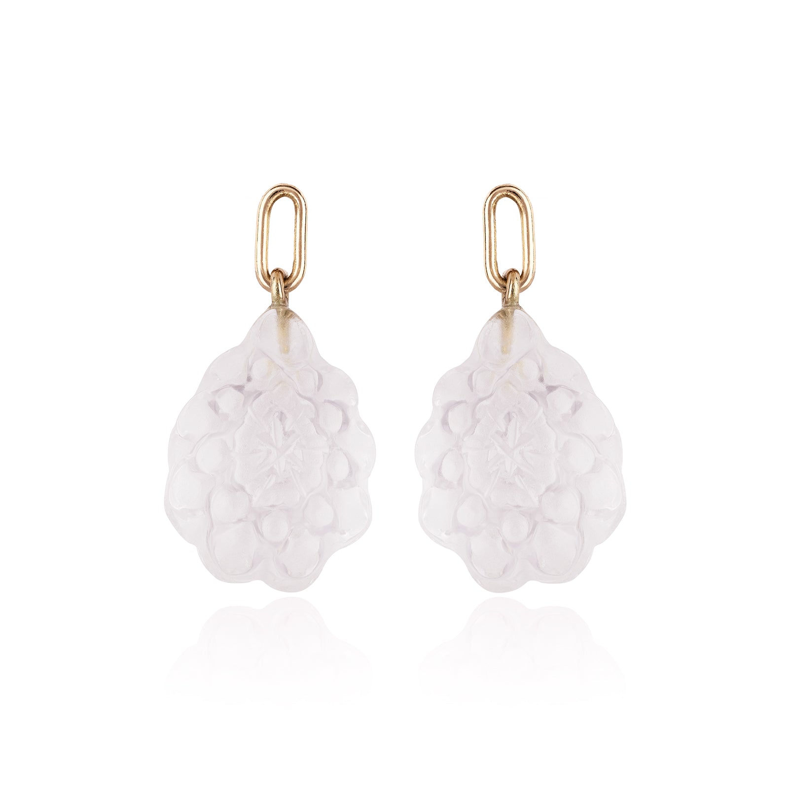 Carved Frosted Quartz Venice Earring Pendants by McFarlane Fine Jewellery