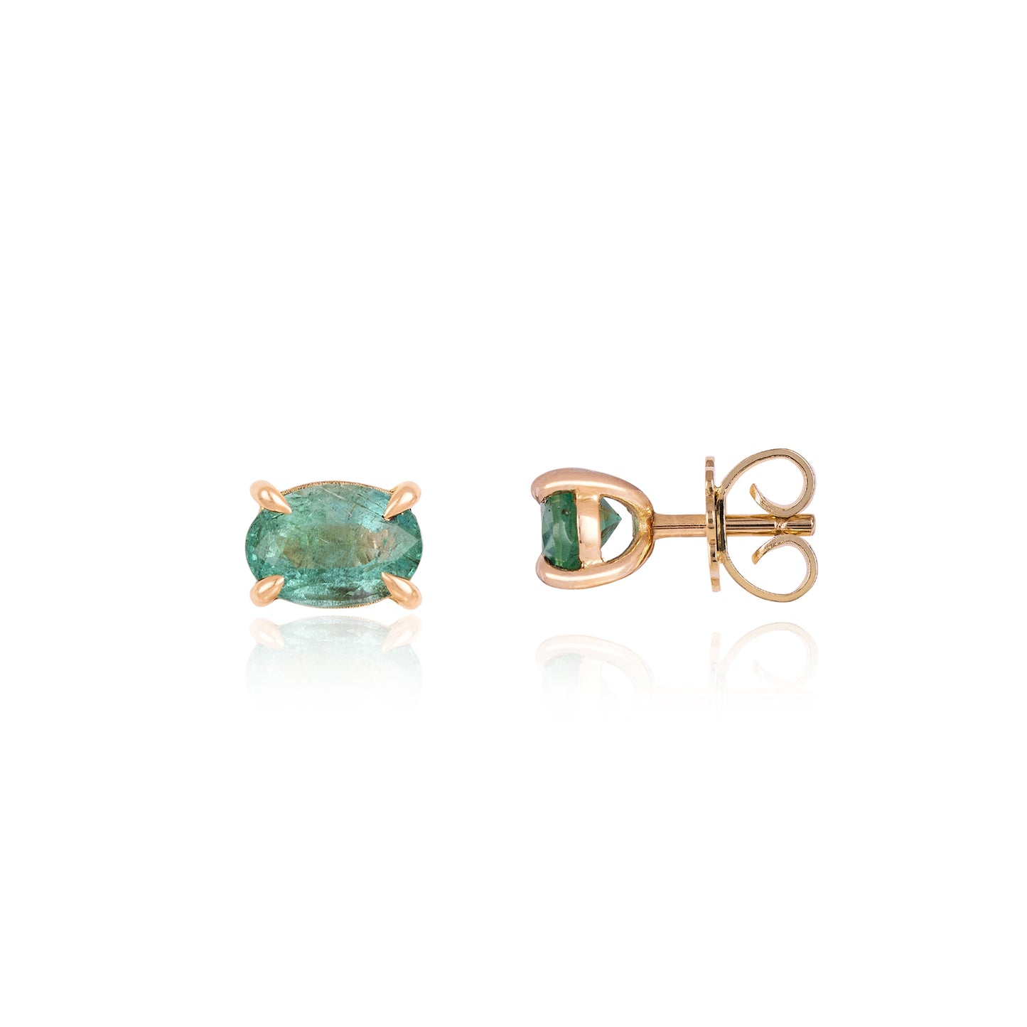 Emerald Oval Stud Earrings