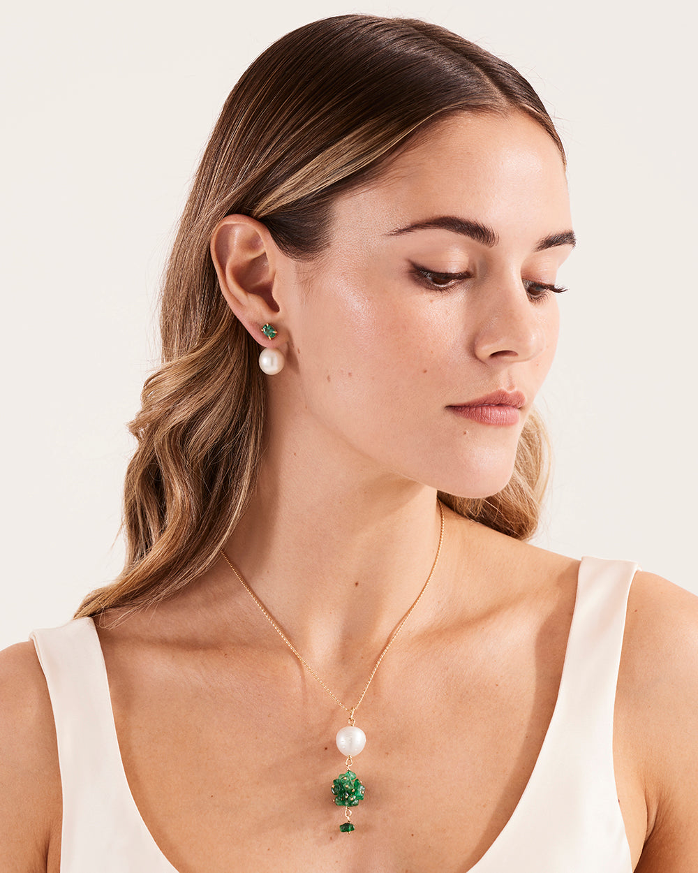 Emerald & Baroque Pearl Necklace